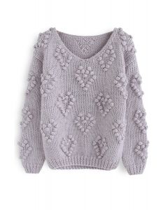 Knit Your Love V-Neck Sweater in Lavender