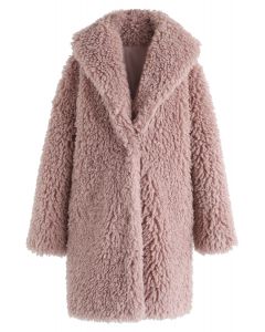 Feeling of Warmth Faux Fur Longline Coat in Mauve