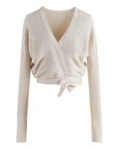 True Colors Knit Wrap Top in Ivory