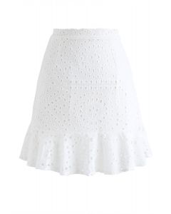 Let Love Grow Eyelet Mini Skirt in White