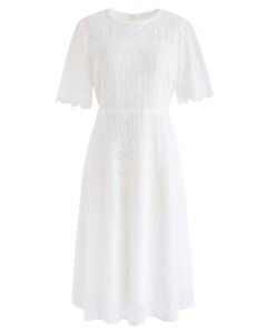Dream Maker Lace Midi Dress in White
