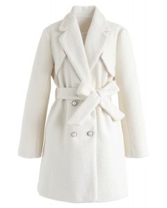 Crystal Edge Double-Breasted Wool-Blend Coat