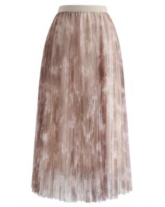 Falda de tul de malla de doble capa de acuarela en tostado