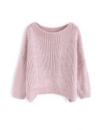 The Other Side of Chunky Hand Knit Sweater in Pink