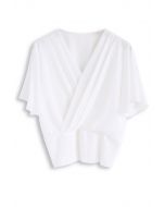 Stay Chic Cropped Cape Top in White